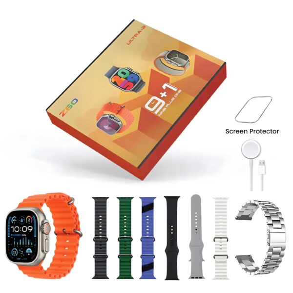 9+1 Z60 ULTRA-2 BIG IPS DISPLAY 49MM 8 STRAP+SCREEN PROTECTOR BT CALLING SMARTWATCH