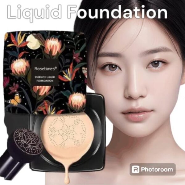 High Coverage Liquid Foundation imported Face Moisturizing Liquid Cover Concealer Long-Lasting,(Mushroom Shape) (Only fair shade )