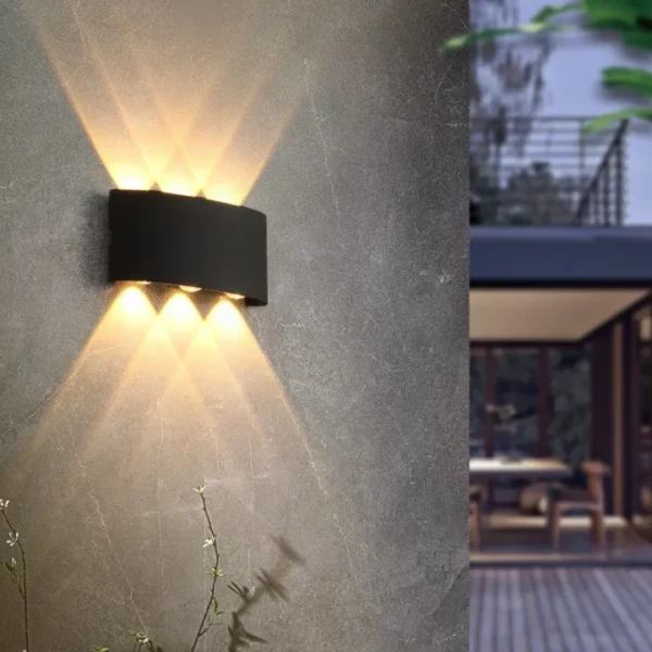 6 Way 6 Side Outdoor Waterproof Wall Light, Fancy LED light for wall, Aluminium IP65 Waterproof Outdoor Wall Lamps - 6 Watts - Image 3