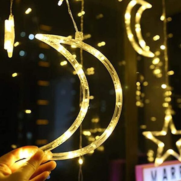 Ramadan Decoration Lights,Star & Moon Curtain Lights( 10ft Curtain Light ) - Image 6