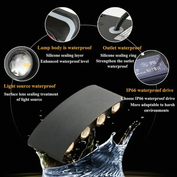 6 Way 6 Side Outdoor Waterproof Wall Light, Fancy LED light for wall, Aluminium IP65 Waterproof Outdoor Wall Lamps - 6 Watts - Image 10