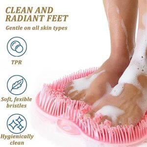 Shower Foot & Back Scrubber Mat, Wall Stick Suction Silicone Bathroom Scrubber (Random color)