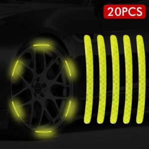 (20pcs) Wheel center reflective stickers Stripe | wheel hub sticker for Car, bicycle, motorcycle | car warning sticker  (Random colors)