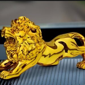 Get Golden Lion Car Dashboard Decoration | Modern Abstract Style Resin Panther Statue | Home Decor Accessories