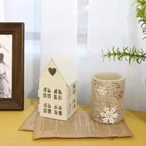 white house design tea light candle holder small home decorative vintage metal lantern with heart pattern