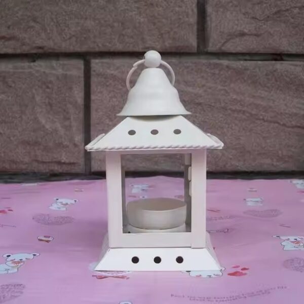 Antique Candle White Lantern Metal Garden Storm Candle Lantern - Image 3