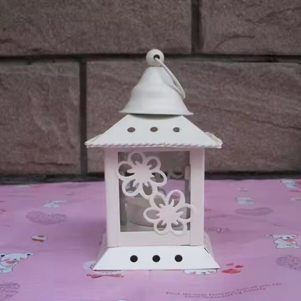 Antique Candle White Lantern Metal Garden Storm Candle Lantern - Image 2