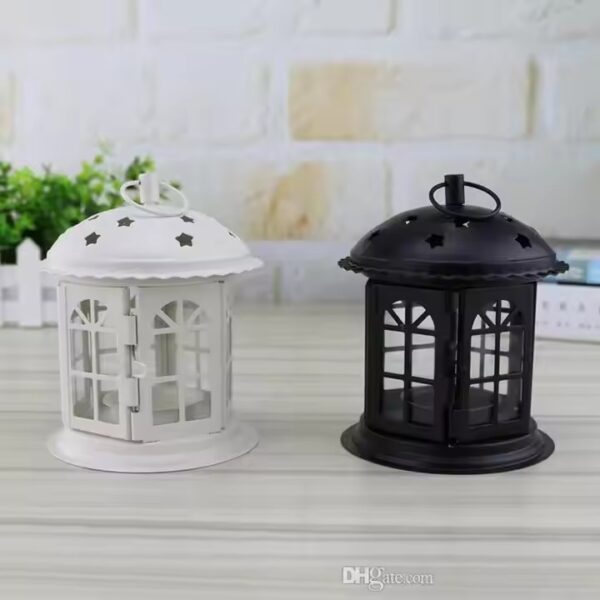 Decor Antique Iron Star House Candlestick European Romantic Wedding Candle Holder Lantern Retro Home Decoration Sconce (White only) - Image 3