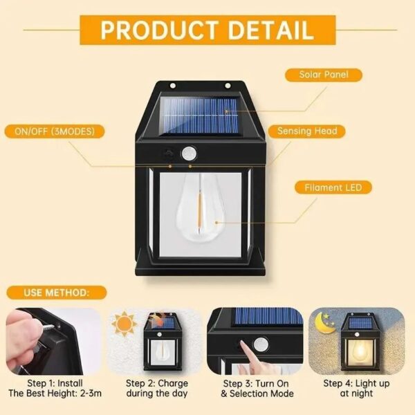 Single Tungston Solar sensor Light  (random color) - Image 3