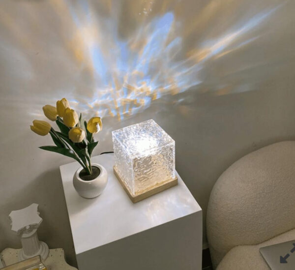 Dynamic Rotating Water Ripple Night Light 3 Colors Flame Crystal Lamp for Living Room Study Bedroom (No remote  Attached USB cable) - Image 3