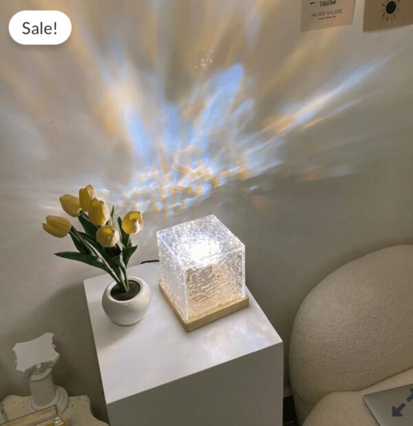 Dynamic Rotating Water Ripple Night Light 3 Colors Flame Crystal Lamp for Living Room Study Bedroom (No remote  Attached USB cable) - Image 6