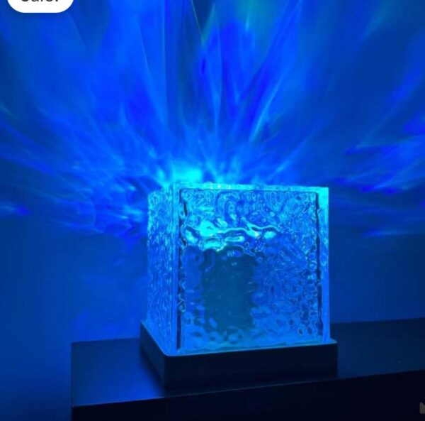 Dynamic Rotating Water Ripple Night Light 3 Colors Flame Crystal Lamp for Living Room Study Bedroom (No remote  Attached USB cable) - Image 7