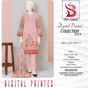 "Bin Saeed  Digital printed collection"  3pcs Lawn | Unstitched Collection Casual Wear