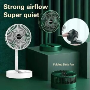 Rechargeable - Portable Telescopic Folding Fan Table Desk Fan | 3 Speeds Adjustable height Fan (Random color)