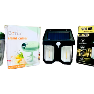 Deal pack of 2 - Solar Wall Lamp and Hand Pull Food Vegetable Chopper (Random color)