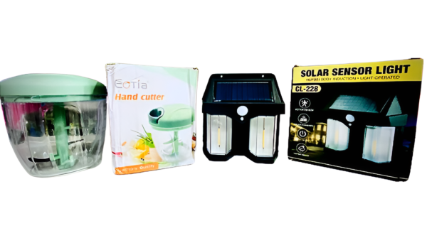 Deal pack of 2 - Solar Wall Lamp and Hand Pull Food Vegetable Chopper (Random color)