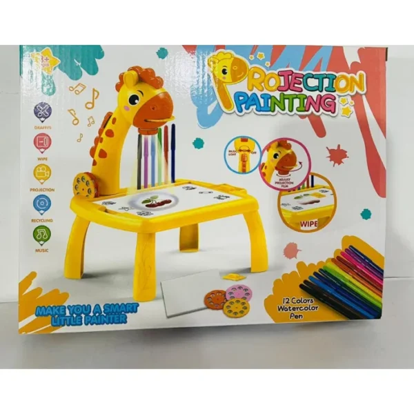 Table with light and with music inside | Mini Art Drawing Board Leds Projector Light Toy Children Kids Painting Table Small Desk (Random Color) - Image 3