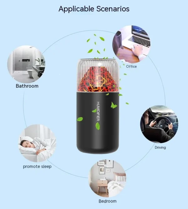 Volcano USB Mini Air Humidifier Car Mist Spray Maker Aroma Essential Oil Diffuser Purifier Colorful Night Live(random color) - Image 4